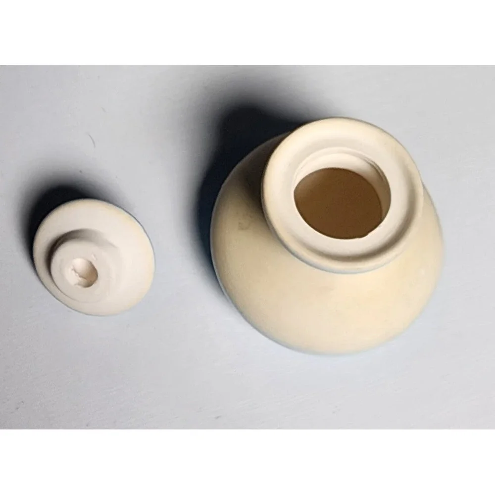 Vintage Ceramic Round Bottom Small Jar With Lid Scent Smell Jar